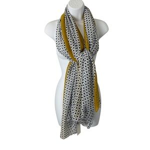 Mimosito Yellow Polka Dots Scarf Frayed Hem Lightweight Modern Preppy NEW